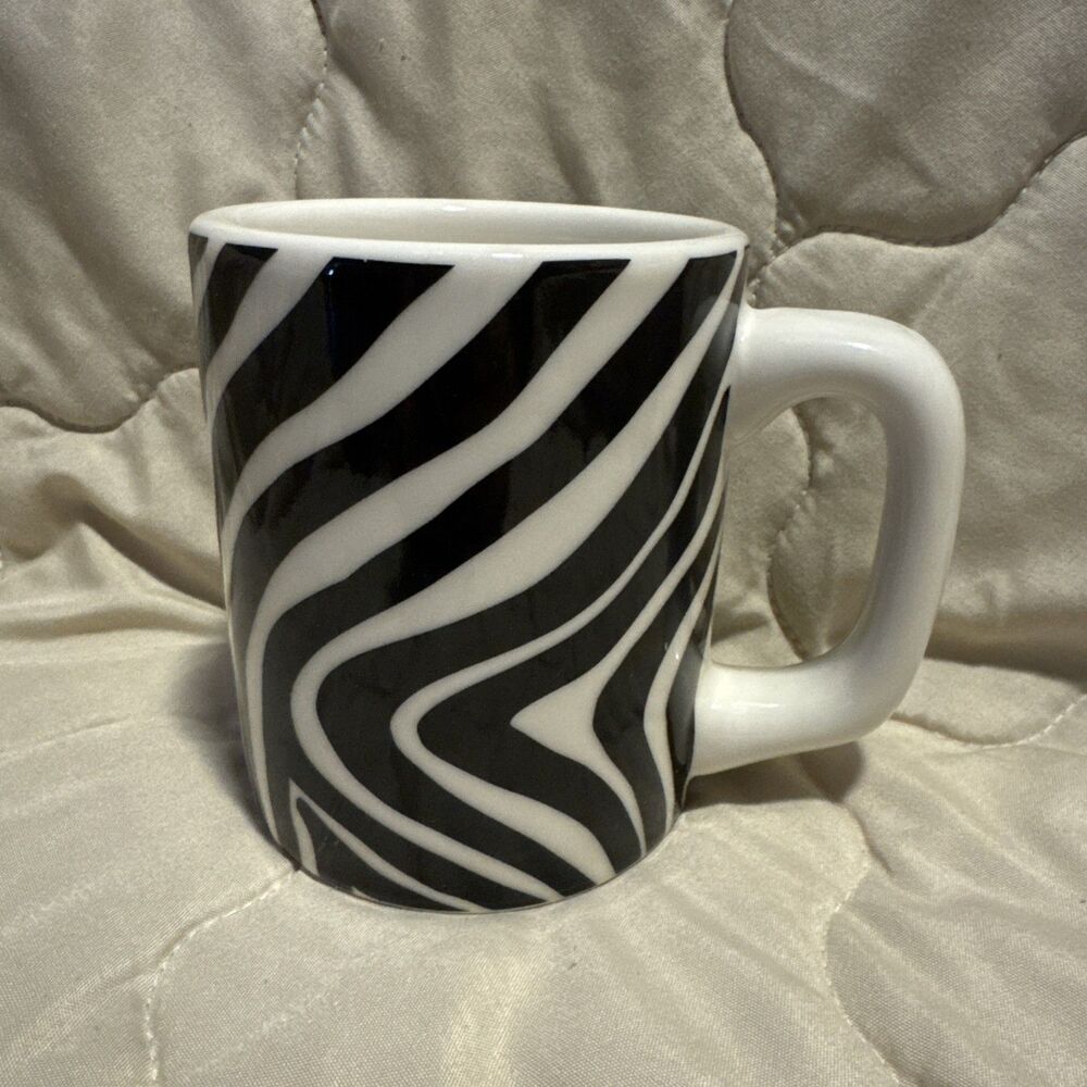 Vintage 90s Tuxton Restaurant Diner Coffee Mug Black & White Zebra Heavy Thick